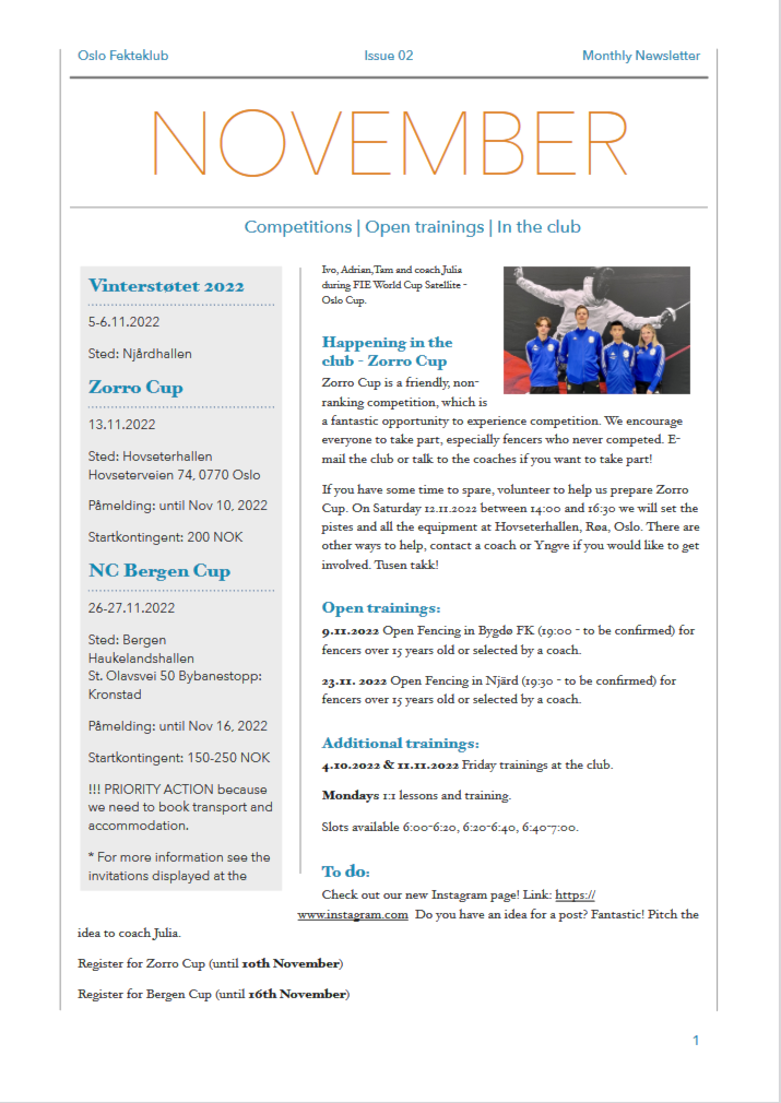 PLAN FOR NOVEMBER 2022